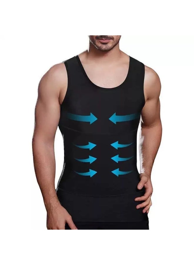 Men's Four Seasons Classic Black and White Solid Color Large Size Narrow Shoulder Tank Top Comfortable Sports Fitness Shirt - Image 1